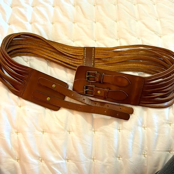 J.Crew double buckle belt Vintage J. Crew Women's S Wide Belt Brown Leather med - Picture 10 of 10